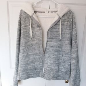 GAP GREY KNIT JACKET WITH FLEECE LINING SZ L